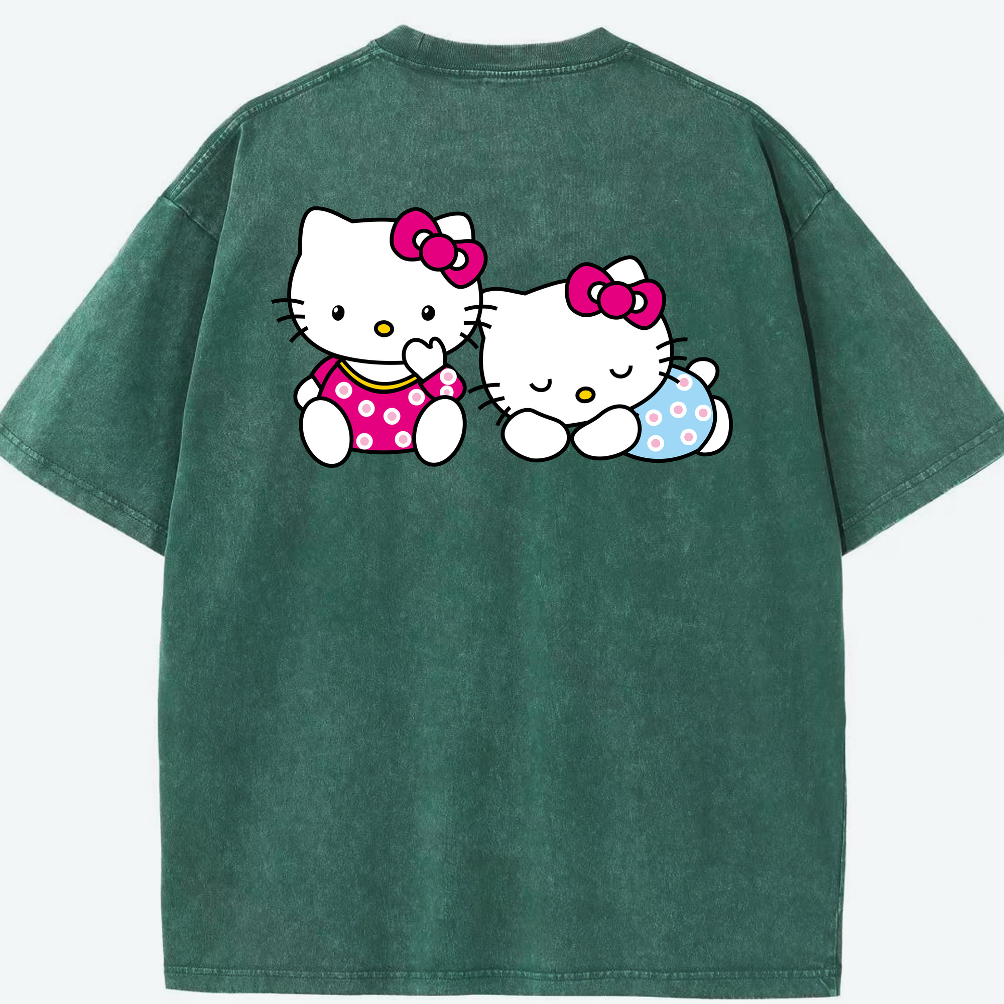 （画像用） Hello Kitty ハローキティ 綿100% ヴィンテージ風 半袖Tシャツ（背面プリント）
